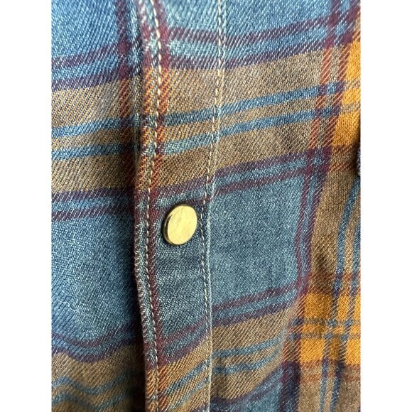 Lucky‎ Brand Mens Blue Flannel Small long sleeve collared pearl button up cuffed - Picture 4 of 8
